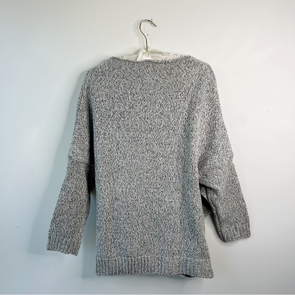 Chunky knit wrap front sweater marled grey v neck cross cross ballet cor… - Picture 4 of 15